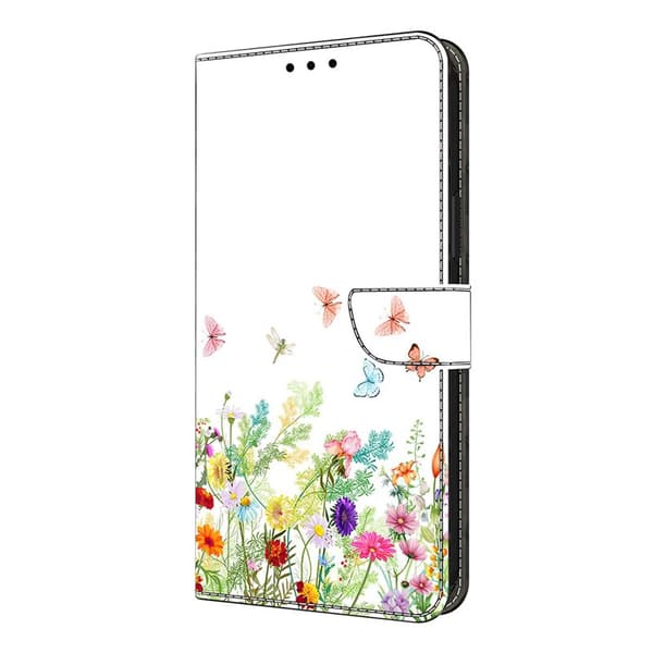 Plånboksfodral för Samsung Galaxy S26 Plus Konstläder Blommor och Gräs Mörkgrön