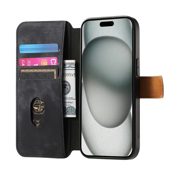 Plånboksfodral För iPhone 17 Armband Kickstand - Svart Svart