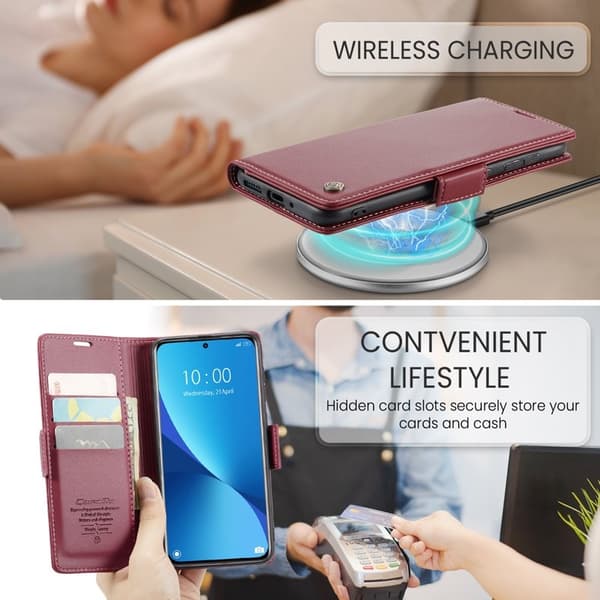 CASEME Plånboksfodral Konstläder för Xiaomi 12 5G - Röd