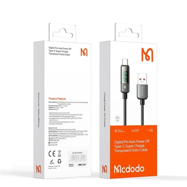 MCDODO USB-A - USB-C 100W Kabel 1.2M CA-3630 - Svart Svart