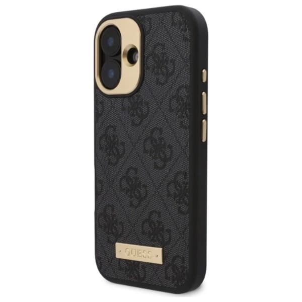 Guess Telefontaske til iPhone 16 Plus MagSafe 4G Logo Plate - Sort Black