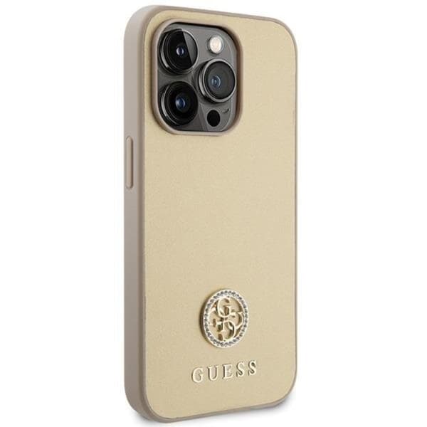 Guess iPhone 15 Pro Max Mobilskal Strass Metal Logo - Kulta Guld