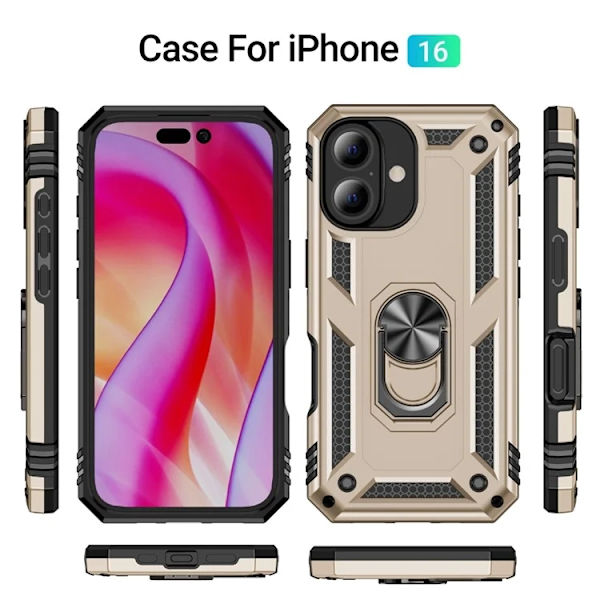 Mobilskal till iPhone 16 med Kickstand - Guld Guld