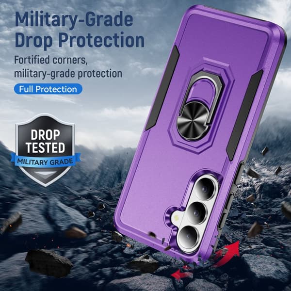 Mobilskal för Samsung Galaxy S26 Plus Militärklass Ring Kickstand Plast - Lila