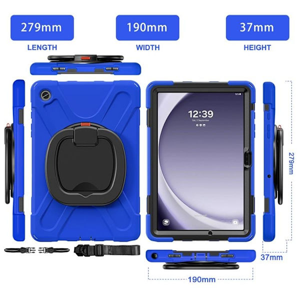 Mobilskal till Galaxy Tab A9 Plus Kickstand Handle Grip - Blå / Svart Blå