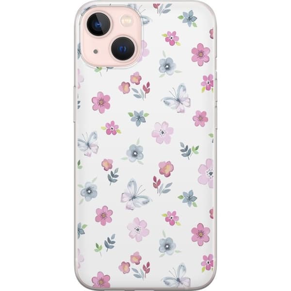 Mobilskal till Apple iPhone 13 med Blommor och fjärillar