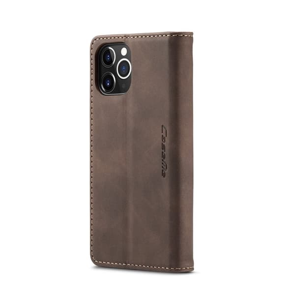 CASEME 013 Wallet Auto-absorbed Konstläder Flip Mobilskal iPhone 12 Pro Max Brun