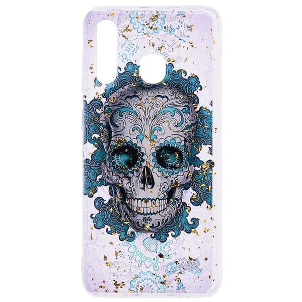 Glitter Mobilskal till Samsung Galaxy A50 - Skull Mönster
