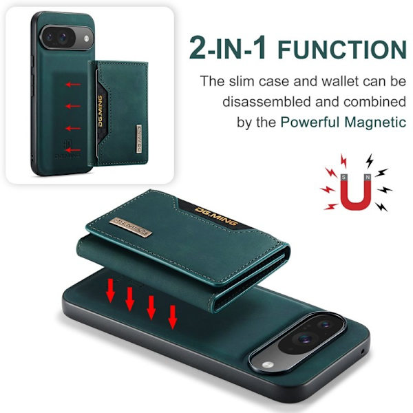 DG.MING Pixel 10 Konstläder Plånboksfodral PU + PC + TPU - Grön