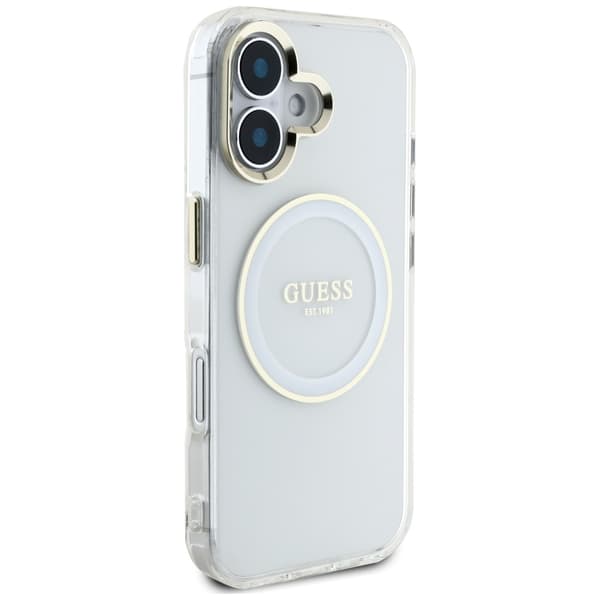 Guess Mobilskal till iPhone 16 MagSafe IML Metal Colored Circle - Vit