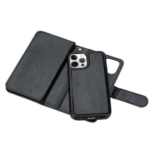 2-i-1 iPhone 13 Pro Max Wallet Case 9 kortpladser - sort Black