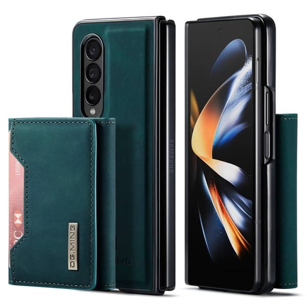 DG.MING Samsung Galaxy Z Fold4 Konstläder Plånboksfodral Magnetisk Grön