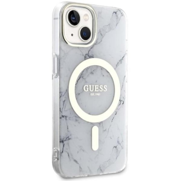 Guess Mobilskal till iPhone 14 Plus MagSafe Marble - Vit