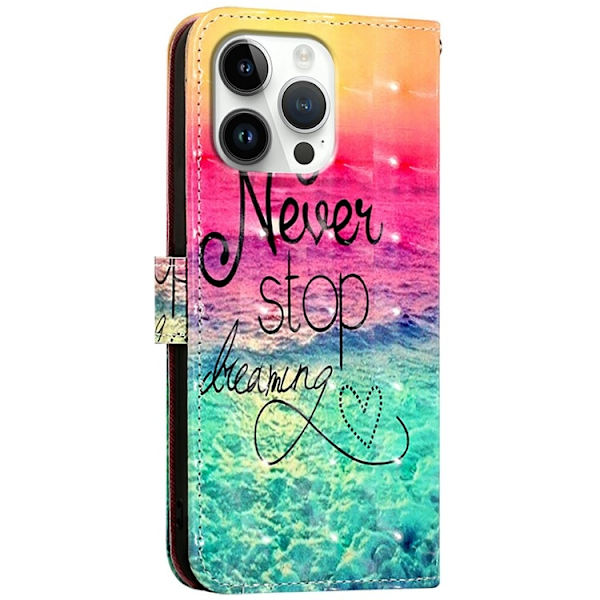 iPhone 16 Pro Max Plånboksfodral Printing Pattern Med Rem Flerfärgad