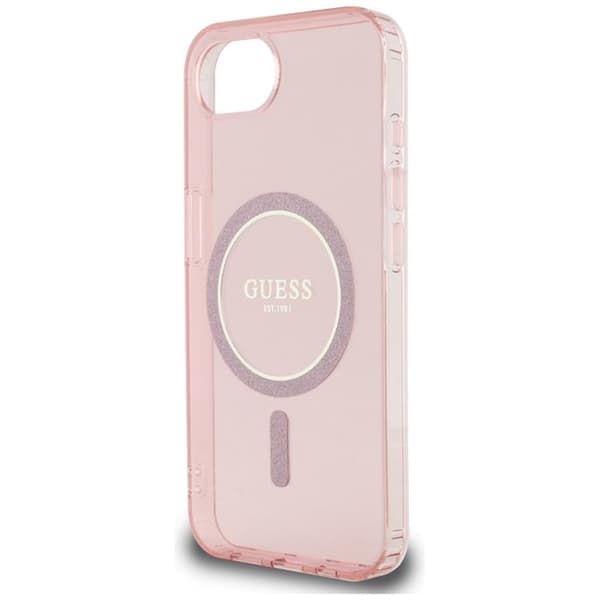 Guess Mobilskal till iPhone 16e MagSafe IML Glitter Circle - Rosa Rosa