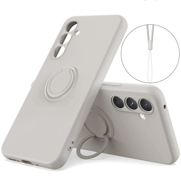 Mobilskal till Galaxy S25 Plus Ring Kickstand med Rem Grå