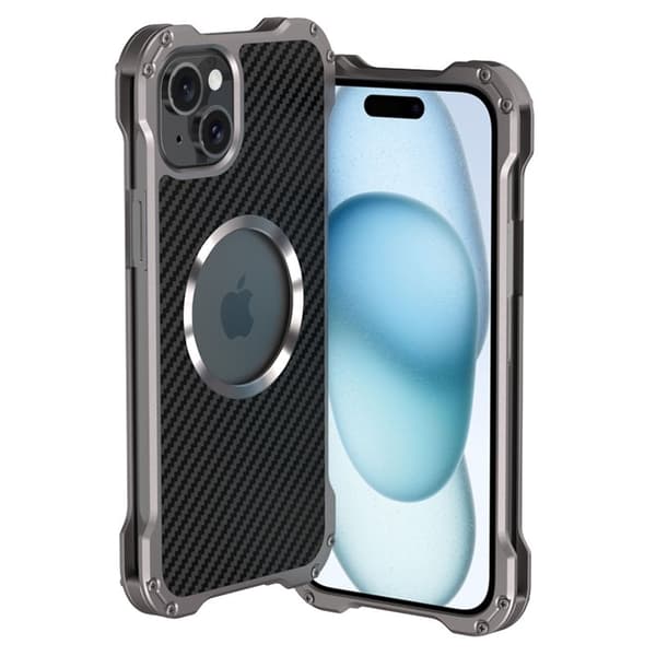 R-JUST RJ-51 Mobilskal till iPhone 15 Plus PC+Aluminium Legering Svart