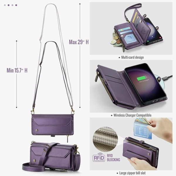 CASEME Plånboksfodral Konstläder för Samsung Galaxy S23 - Lila