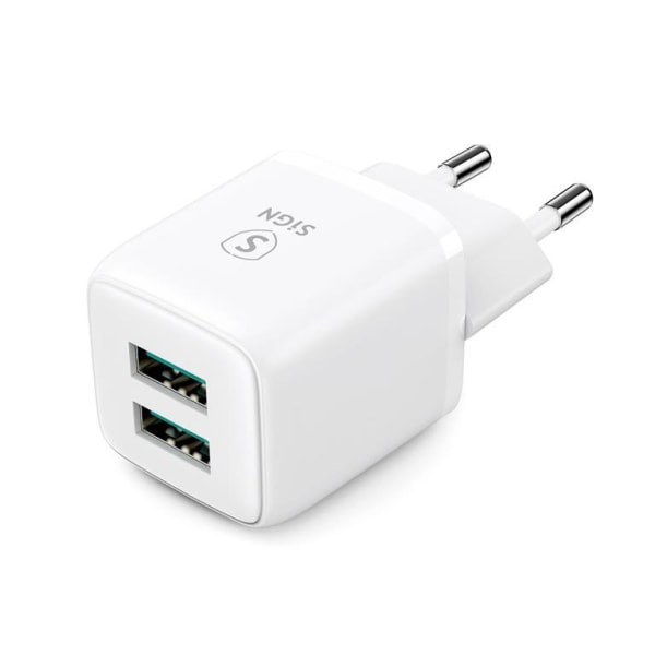 SiGN Mini Fast Charger Dual USB, 2.4A - valkoinen
