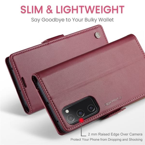 CASEME Plånboksfodral Konstläder för Samsung Galaxy S20 FE - Röd