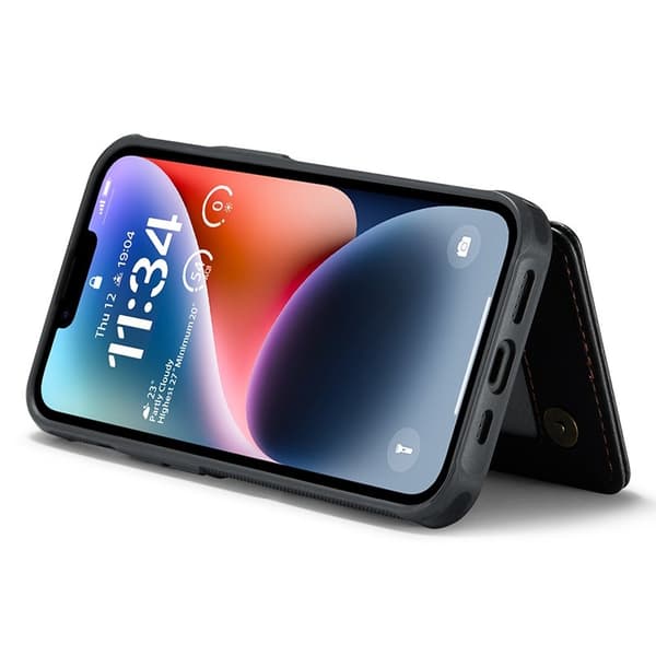 CASEME C22 Mobilskal till iPhone 14 i Läder med RFID, Svart