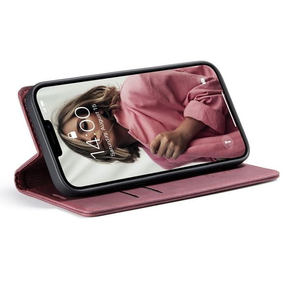 CASEME 013 Series Plånboksfodral i Konstläder för iPhone 13 Pro - Röd