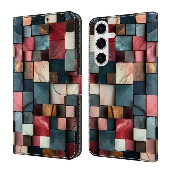 Plånboksfodral för Samsung Galaxy S26 Plus Fällbart Ställ Färgglad Tegelmönster