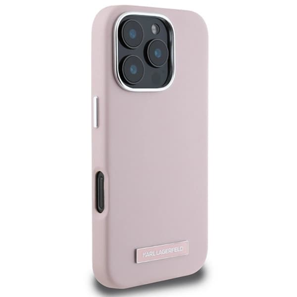 Karl Lagerfeld Mobilskal till iPhone 16 Pro Max MagSafe Metal Plate Rosa