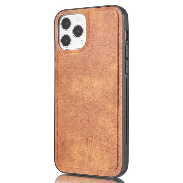 DG.MING 2-i-1 Plånboksfodral i Äkta läder för iPhone 13 mini - Brun