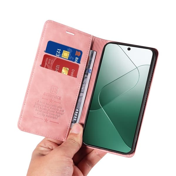 BETOPNICE 003 för Xiaomi 14 Plånboksfodral RFID-Skydd - Bokstil - Rosa