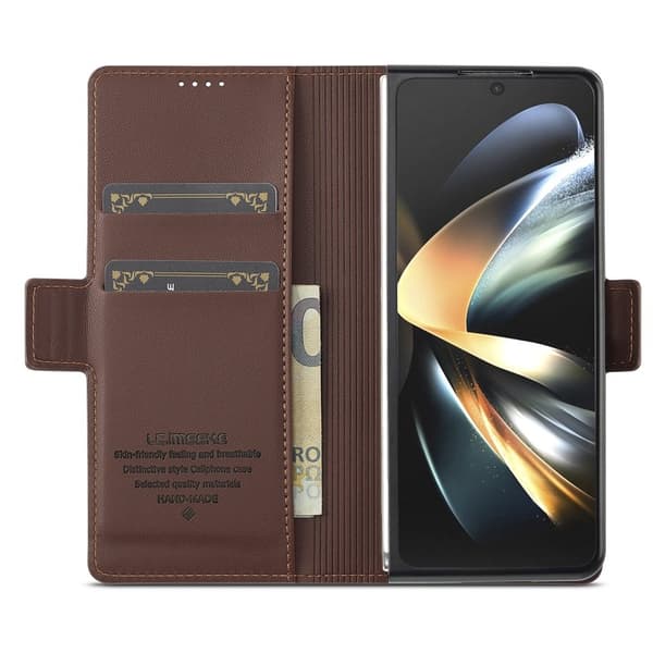 LC.IMEEKE L1 Plånboksfodral för Samsung Galaxy Z Fold4 5G - Brun Konstläder