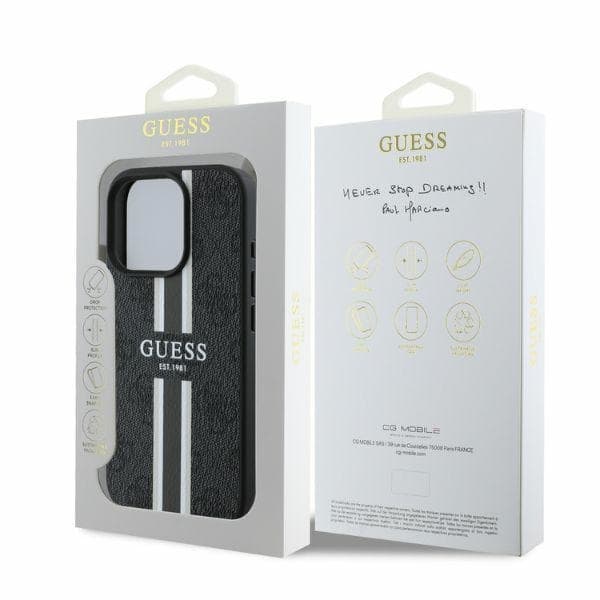 Guess iPhone 16 Pro -puhelinkotelo MagSafe 4G Printed Stripes - Musta Black