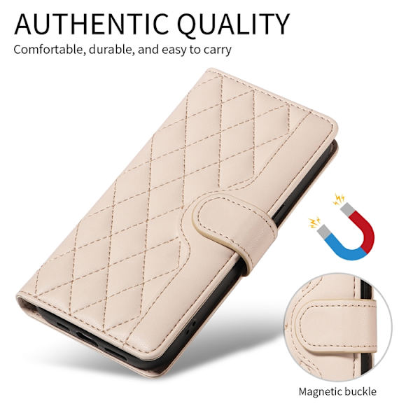 OnePlus 15 5G Plånboksfodral Rhombus Konstläder Beige