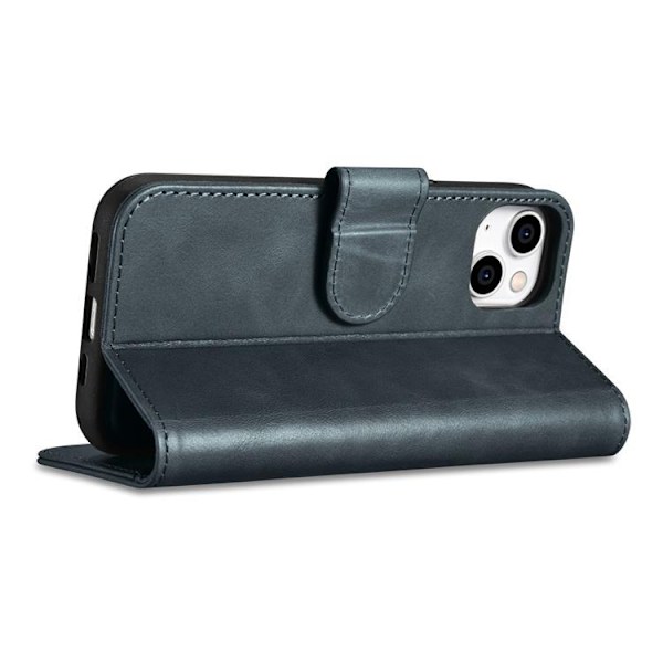 iCarer iPhone 14 Plånboksfodral 2in1 Äkta Läder Anti-RFID - Blå