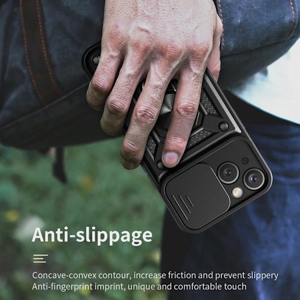 iPhone 14 Plus Skal Kameraskydd Kickstand - Svart Svart