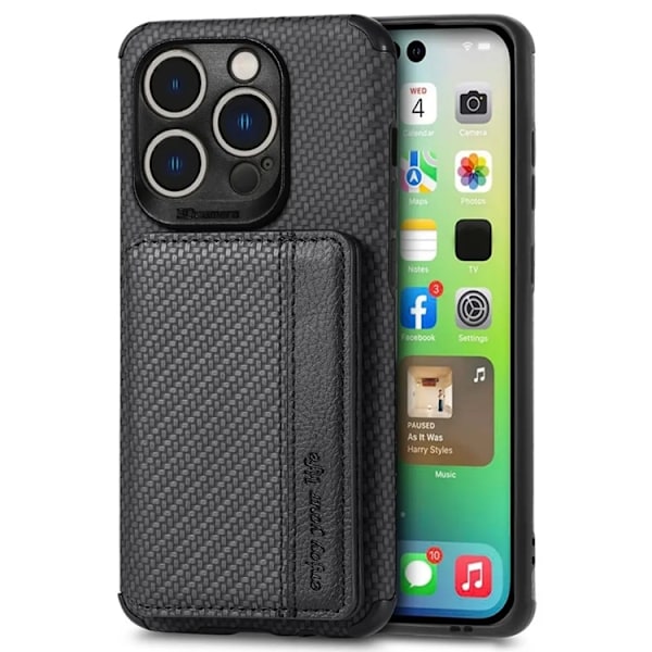 iPhone 14 Pro Max Mobilskal Korthållare - Svart Svart