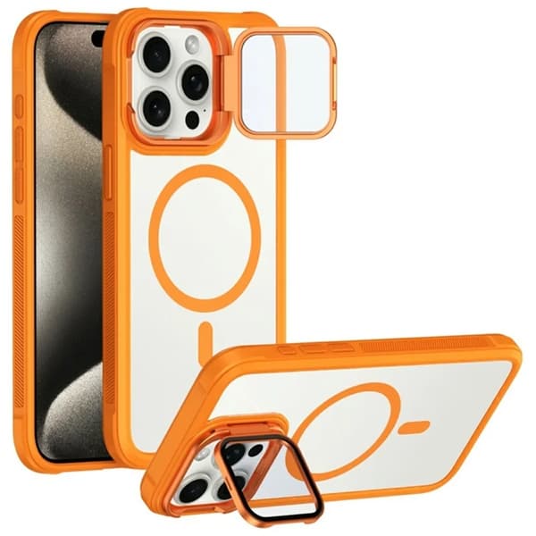 Mobilskal till iPhone 15 Pro Max Magsafe med Linsskyddsstöd Orange