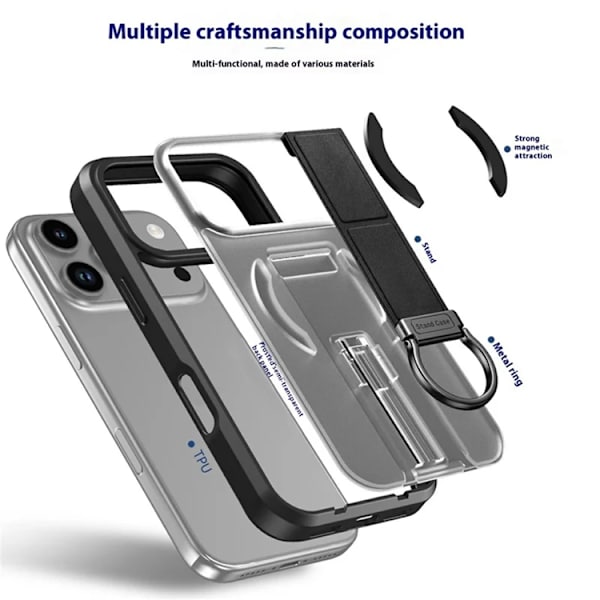 Mobilskal till iPhone 17 Pro Max Magsafe D-Ring Kickstand Svart