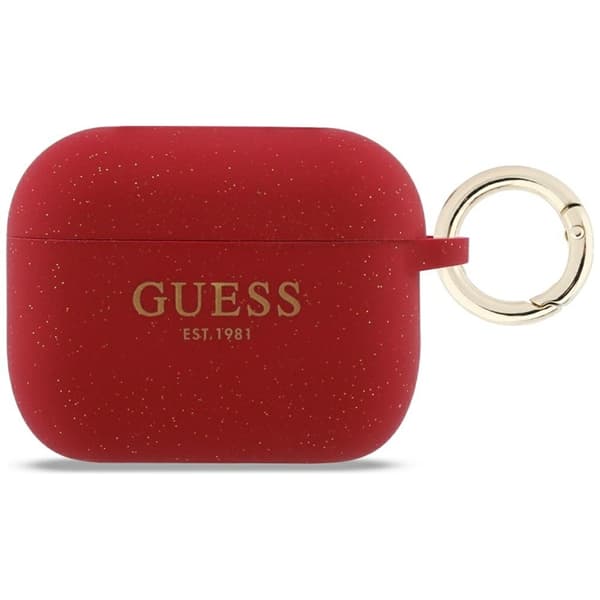 Guess AirPods Pro 3 Skal Silicone Glitter Ring Röd