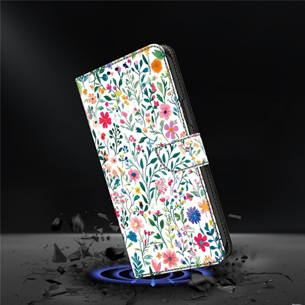 Galaxy A17 5G Konstläder Plånboksfodral Pattern Printing - Small Flowerbed Vit