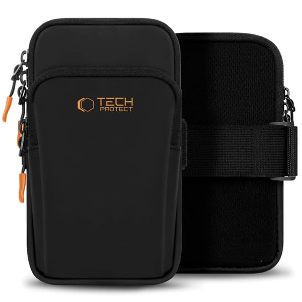 Tech-Protect Universal Sport Armband M7 - Svart/Orange Svart