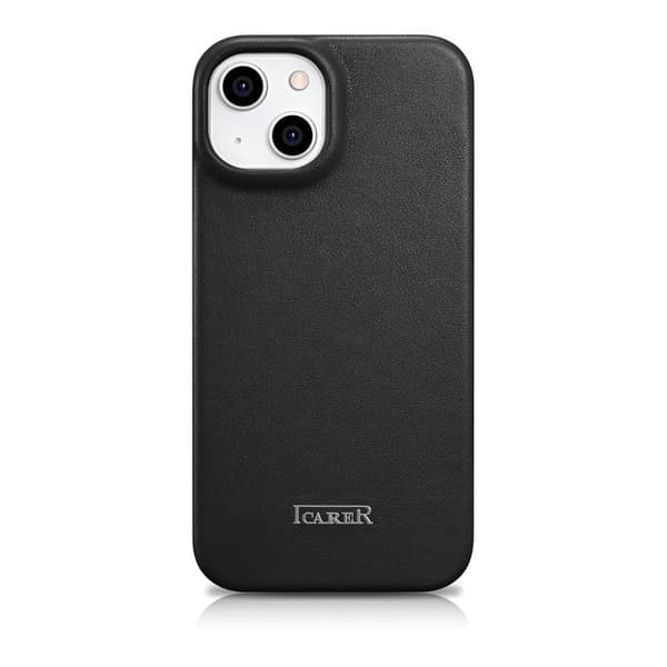 iCarer iPhone 14 Plus Plånboksfodral Magsafe CE Läder - Svart Svart