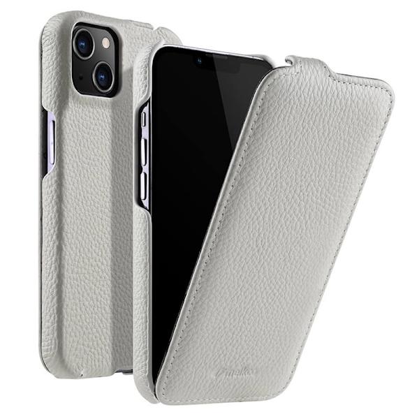MELKCO Mobilskal till iPhone 13 mini Äkta Läder + PC Vertikal Vit