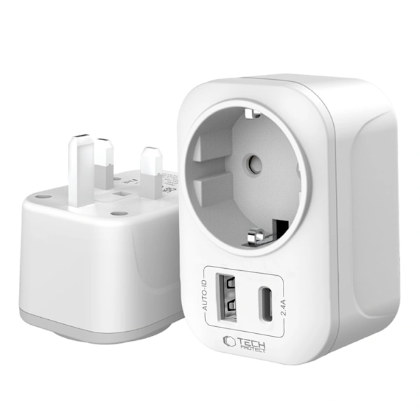 Tech-Protect Reseadapter UK till EU TA100 - Vit Vit