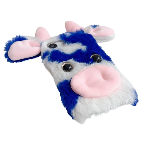 Mobilskal till iPhone 16e Fluffy Cute Cow Plush TPU - Rosa Rosa