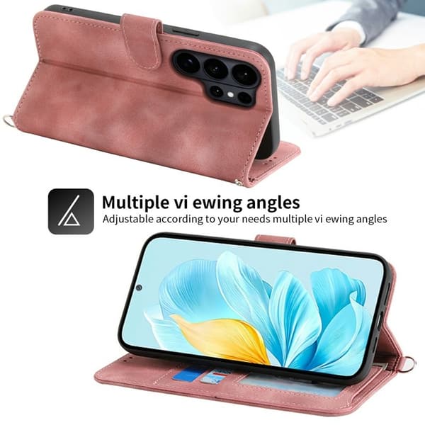 Samsung Galaxy S26 Ultra Plånboksfodral Blommönster Konstläder - Rosa