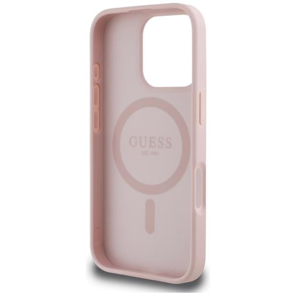 Guess Mobilskal till iPhone 16 Pro MagSafe Hot Stamp Peony Triangle Rosa