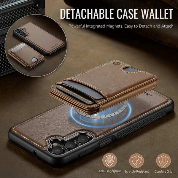 JEEHOOD Samsung Galaxy A16 4G/5G Mobilskal Konstläder - Brun Brun