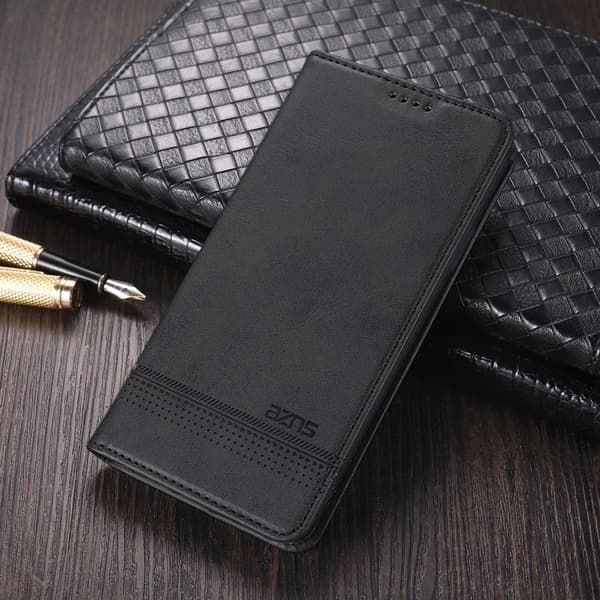AZNS Samsung Galaxy S22 5G Plånboksfodral Konstläder - Svart
