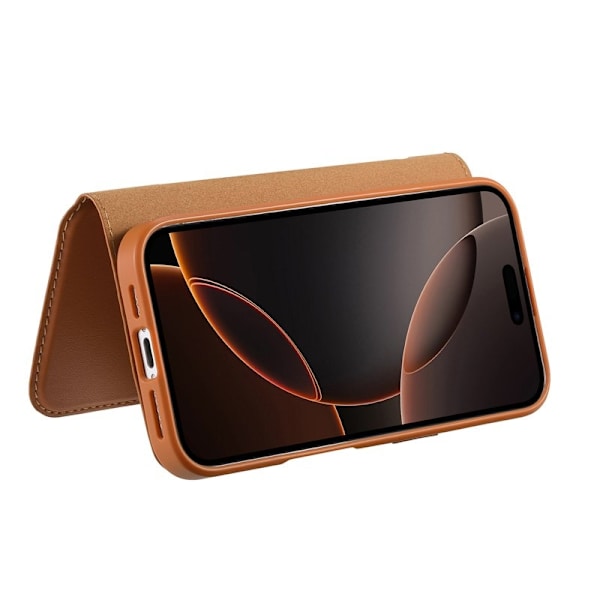 CASENEO iPhone 16 Pro Plånboksfodral RFID Blocking Konstläder - Brun